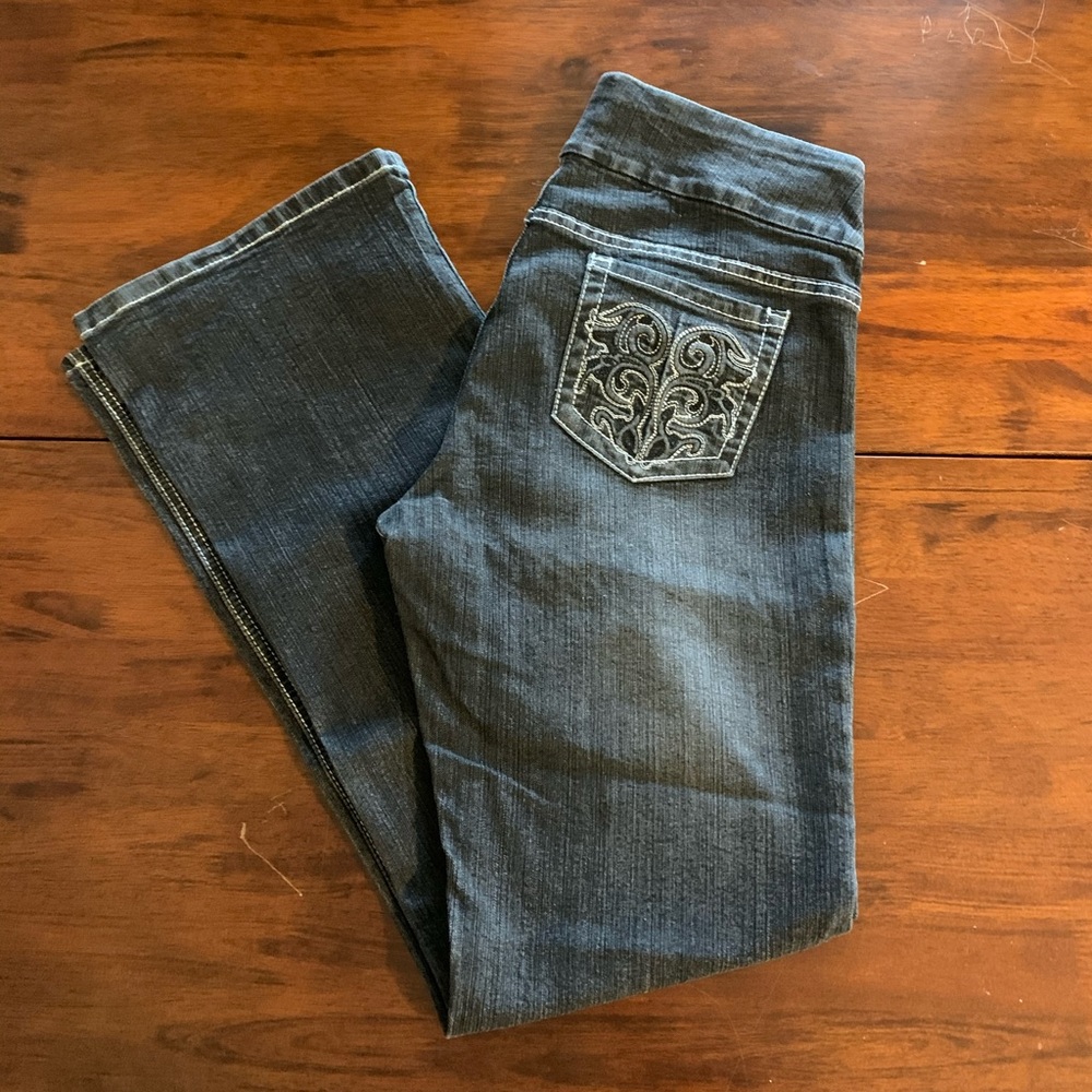 Suko Jeans Mid Rise Pull On Boot Cut Jeans, size 12